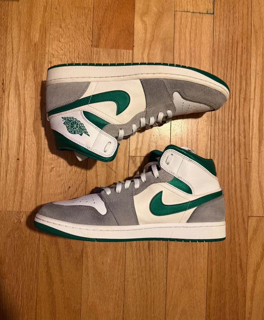 Nike Air Jordan 1 Mid SE Grey Pine Green Men's Size 10